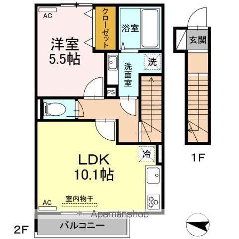 グランフォレMⅠ(1LDK/2階)の間取り写真