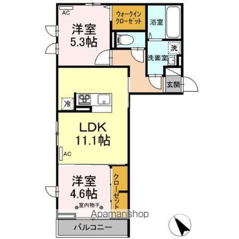 ル プティシャトー広瀬橋(2LDK/3階)の間取り写真