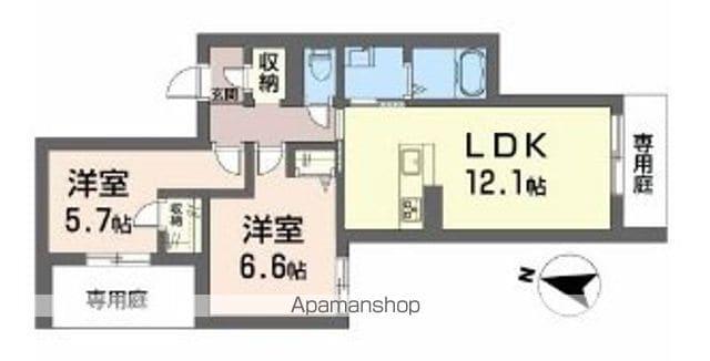 ベレオ チェラーグⅡ(2LDK/1階)の間取り写真