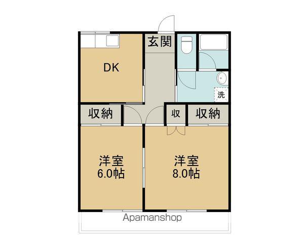 コーポ一由(2DK/2階)の間取り写真