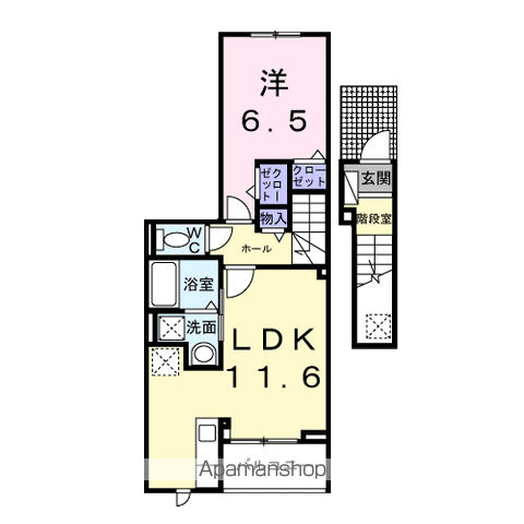 ココラ フェリーチェA(1LDK/2階)の間取り写真