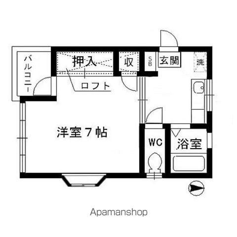 タウンハイツパル(1K/2階)の間取り写真