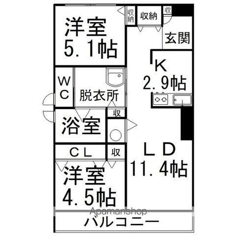 MOTTOたくま宿(2LDK/6階)の間取り写真