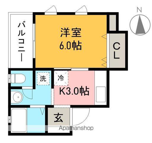 ネオクレメント(1K/4階)の間取り写真