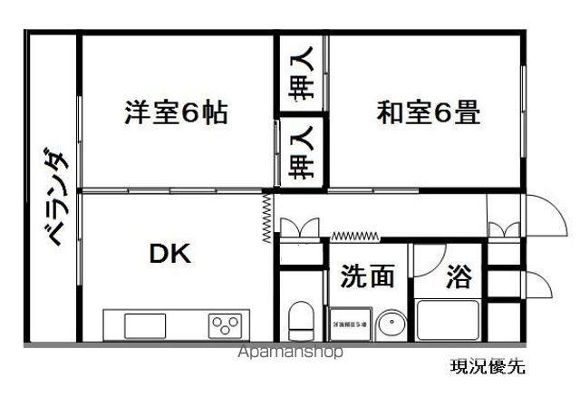宮尾ハイツ(2DK/3階)の間取り写真