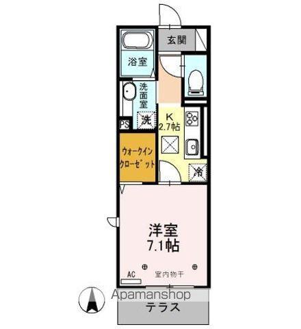 プレミストⅢ(1K/1階)の間取り写真