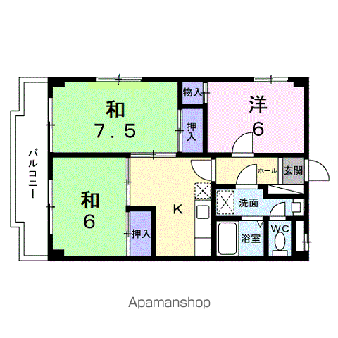 メゾンクレスト(3K/4階)の間取り写真