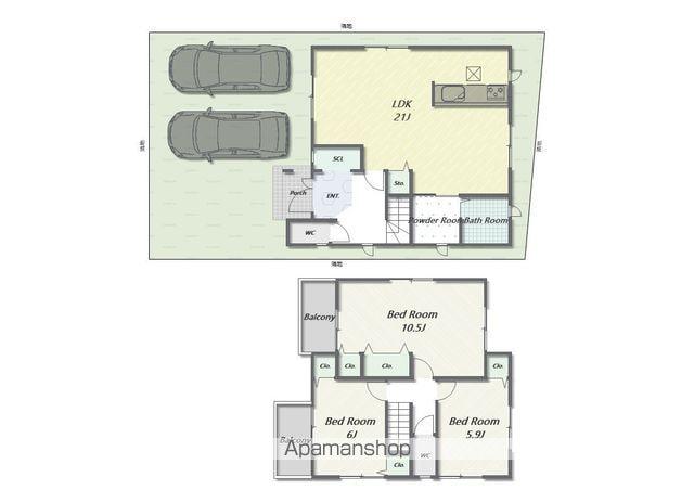 南海電鉄南海本線 春木駅 徒歩7分 2階建 築2年(3LDK)の間取り写真