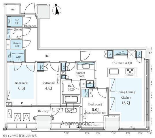 パークコート ザ・三番町ハウス(3LDK/9階)の間取り写真