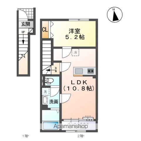 COMFORT(1LDK/2階)の間取り写真