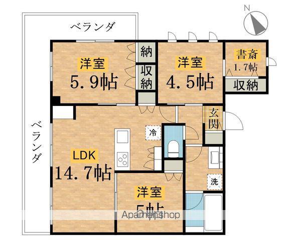 UCHINOHDレジデンス(3LDK/1階)の間取り写真