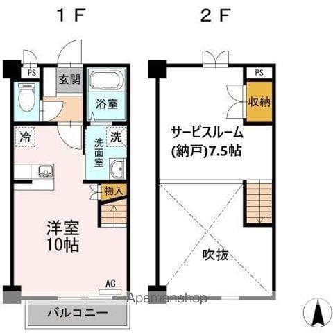 チェリースメル(ワンルーム/2階)の間取り写真