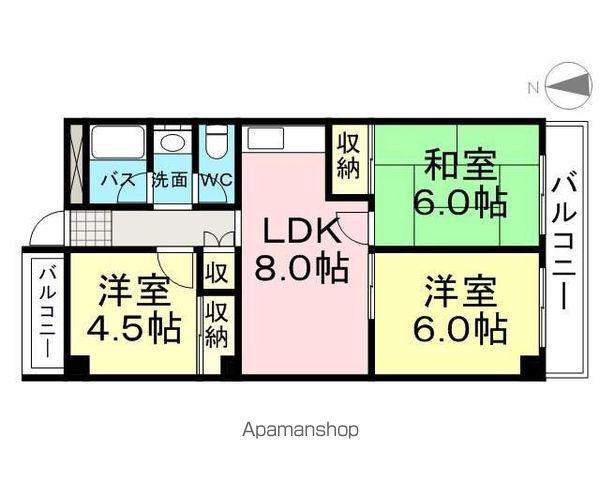 ロングライフ尼団(3LDK/4階)の間取り写真
