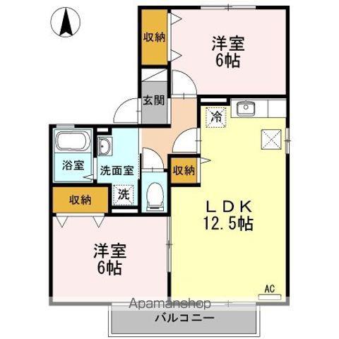 ソシア豊府(2LDK/1階)の間取り写真