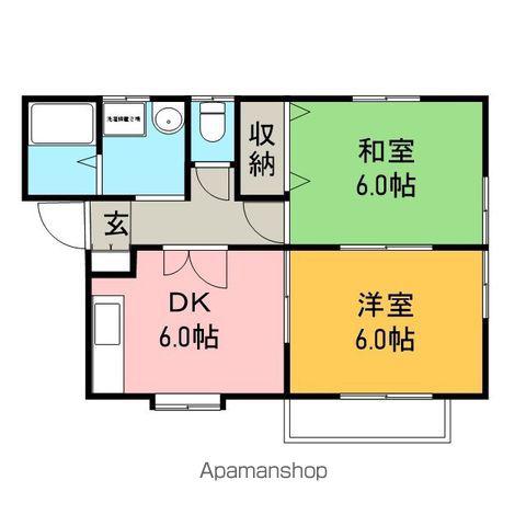 パルクⅡ E棟(2DK/2階)の間取り写真