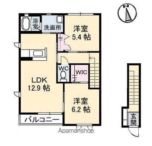 モダンヴィレッジB棟(2LDK/2階)の間取り写真