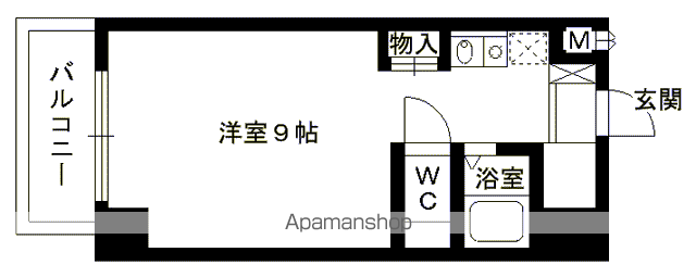 パンルネックスクリスタル九大前(ワンルーム/3階)の間取り写真