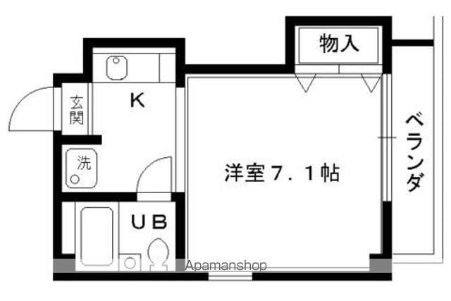 紫野上柏野町マンション(1K/2階)の間取り写真