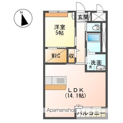 大分県別府市 3階建 築6年(1LDK/3階)の間取り写真