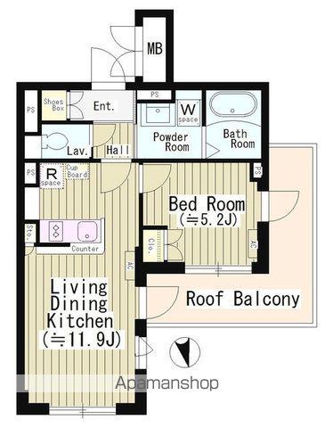 CENTENARIO市谷二十騎町(1LDK/5階)の間取り写真