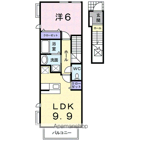 クレメント B(1LDK/2階)の間取り写真