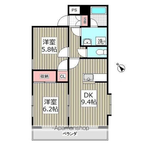 ステーションサイドビル(2LDK/1階)の間取り写真