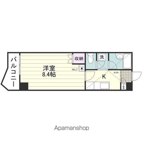 ヒルサイドフラッツ(1K/4階)の間取り写真