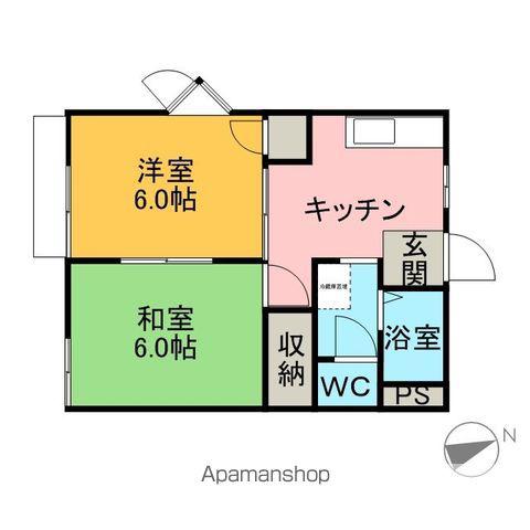 フレグランス中松B(2DK/1階)の間取り写真
