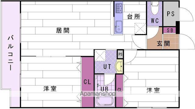 インフィニティ南円山(2LDK/3階)の間取り写真