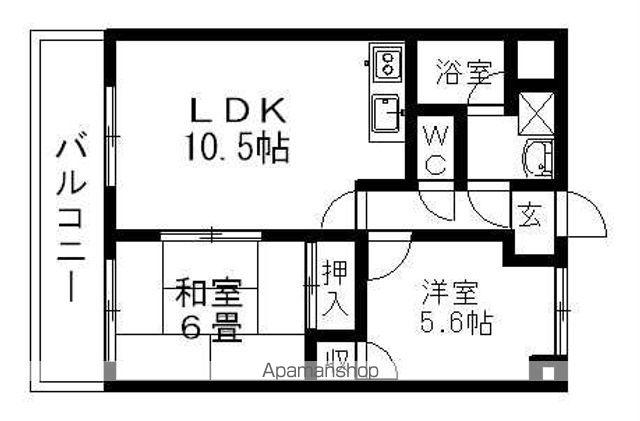 スカイハイム志賀(2LDK/3階)の間取り写真