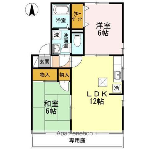 ヴィラージュ・95 B棟(2LDK/1階)の間取り写真