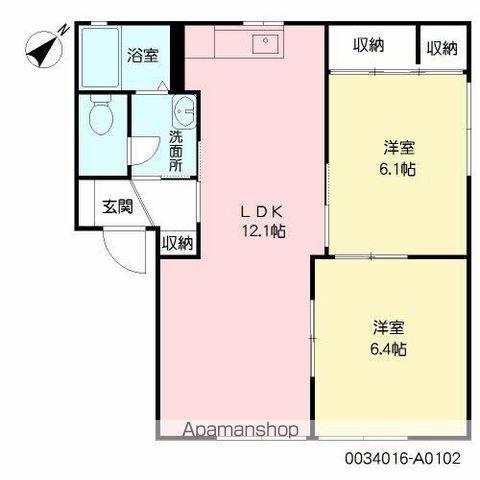 シャローム島崎(2LDK/1階)の間取り写真