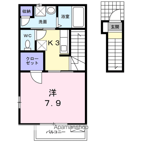 ラフレシール(1K/2階)の間取り写真