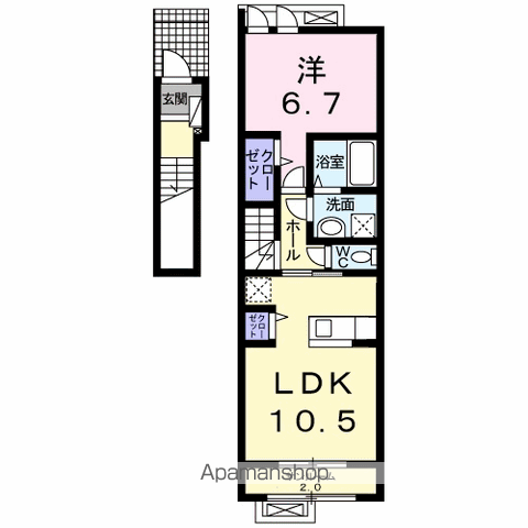 ノース クレメント(1LDK/2階)の間取り写真