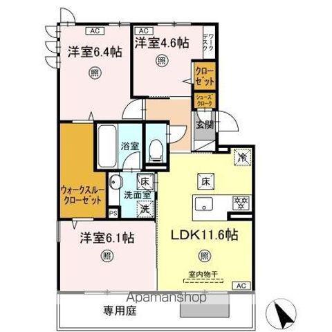 D-ROOM鷹の巣(3LDK/1階)の間取り写真