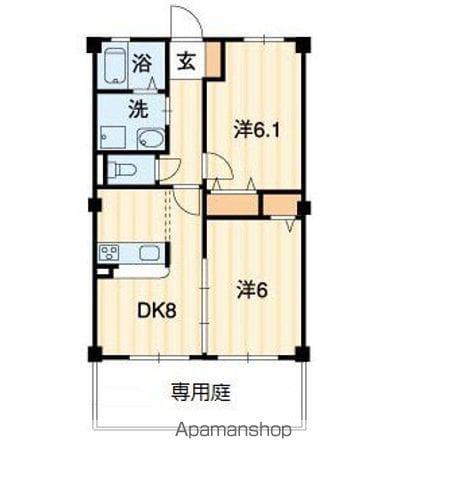フォブール三浦Ⅱ(2DK/1階)の間取り写真