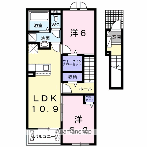 弥生桜Ⅱ・C(2LDK/2階)の間取り写真