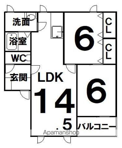 つちやパレスB(2LDK/1階)の間取り写真