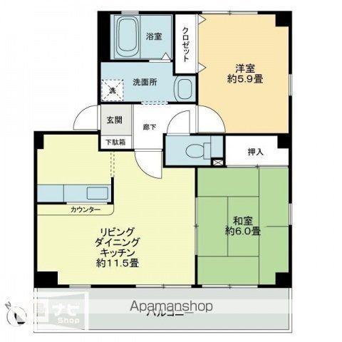フォブールときわ(2LDK/3階)の間取り写真