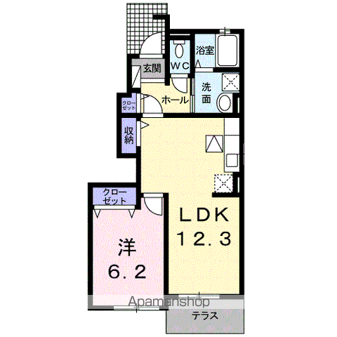エクセルコート桑原Ⅱ(1LDK/1階)の間取り写真