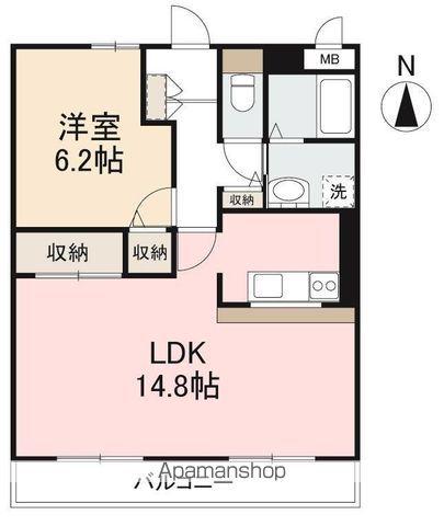 ファミール三条Ⅱ(1LDK/2階)の間取り写真