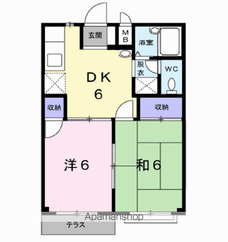 お花畑ハイツC棟(2DK/1階)の間取り写真