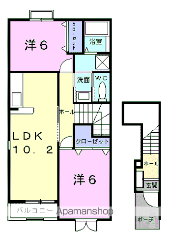 フィオーレⅠ(2LDK/2階)の間取り写真