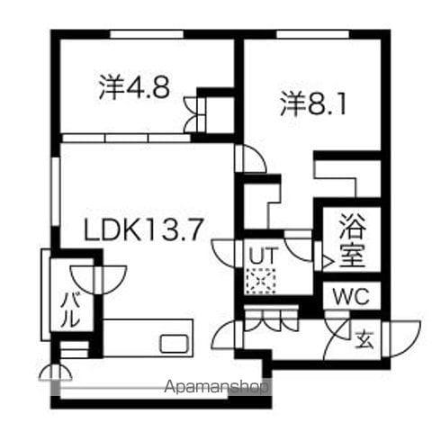 COMSAP新札幌 Ⅱ(2LDK/2階)の間取り写真