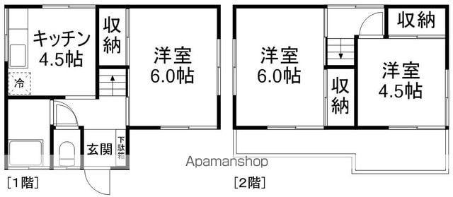 東葉高速鉄道 東葉勝田台駅 徒歩6分 2階建 築55年(3DK)の間取り写真