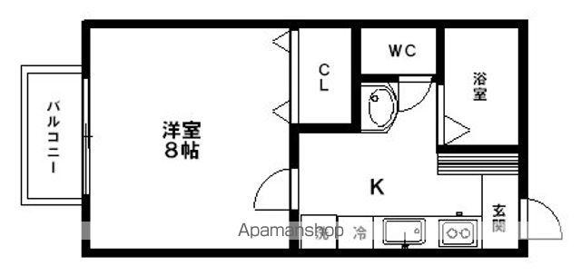 ヴェルディ国見(1K/1階)の間取り写真