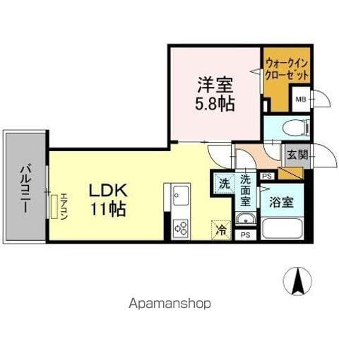 LIGHT HOUSE(1LDK/8階)の間取り写真