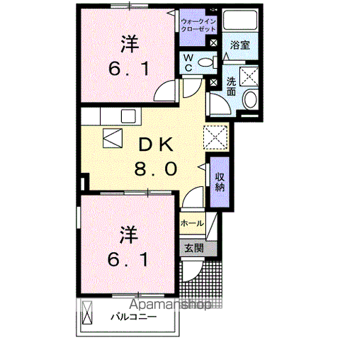 ファミールFUL FUL A(2DK/1階)の間取り写真