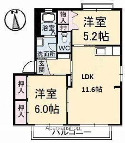 グラヴィス山手(3DK/2階)の間取り写真