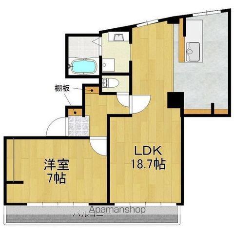 八幡マンション(1LDK/4階)の間取り写真